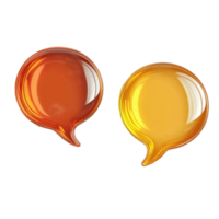 Two glossy speech bubbles in vibrant orange and yellow colors isolated on a Transparent background, two glossy speech bubble isolated on White background png