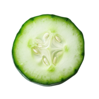 Fresh green cucumber slice isolated on Transparent background showcasing its texture and seeds, slice green cucumber isolated on background png