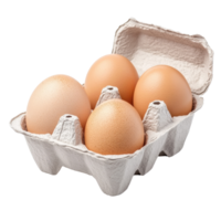 Fresh chicken eggs in a cardboard carton on a bright Transparent background, Eggs in carton isolated on background png
