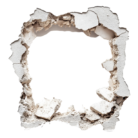 Damaged wall with a large hole revealing a hollow space behind it on a stark Transparent background, Destroyed Wall with Hole on background png