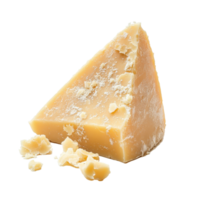 Parmesan cheese wedge isolated on a clean Transparent background showcasing its texture and color, parmesan cheese isolated on background png