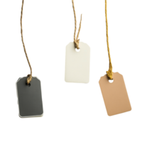 isolated name tags with string on Transparent background showcasing three distinct colors and simple design, Name tags isolated on background png