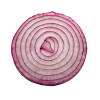 Red onion slice displayed on a clean Transparent background highlighting its vibrant colors and layered texture, Red onion slice on background png