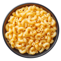 Dry macaroni noodles arranged neatly in a black plate on a clean Transparent background, dry macaroni in a plateisolated on background png
