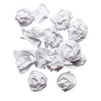Crumbled paper balls scattered on a Transparent background creating a chaotic yet artistic composition, crumbled paper balls isolated on background png