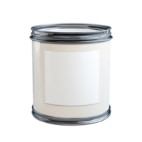 Blank paint can with shiny lid waiting for creative ideas in a clean studio workspace, Paint can with a blank label isolated on Transparent background mockup, background png