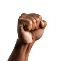 Clenched fist symbolizing strength and determination on a plain white background, Front View Clenched Fist on white background png