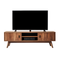 Stylish rectangular TV stand designed for flat screen displays with storage options, TV Stand Rectangular or Square Shaped, Flat Screen isolated on Transparent background png
