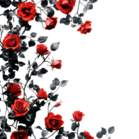 Elegant arrangement of red roses with green leaves on a Transparent background for a romantic setting, Red rose background background png