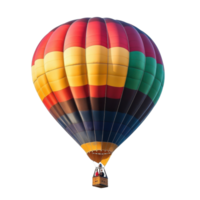 Colorful hot air balloon soaring against a Transparent background showcasing vibrant patterns and designs, Colorful hot air balloon isolated on background png
