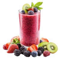 Delicious fruit smoothie with mint and berries served on a bright white background, fruit smoothie isolated on white background png