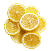 Fresh and juicy lemon slices stacked together, perfect for culinary use and refreshing beverages, ripe lemon slices isolated, Fresh and Juicy Lemon, isolated on Transparent background png