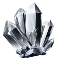 Shiny silver gemstone crystal icon designed for fantasy game applications, Silver game gemstone, crystal icon isolated on Transparent background png