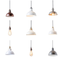 único coleção do luz luminárias exibido em uma transparente fundo para moderno decoração inspiração, luz luminárias isolado em fundo png