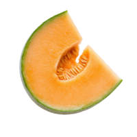 Fresh slice of cantaloupe melon on Transparent background showcasing vibrant orange flesh, slice cantaloupe melon isolated on background png