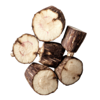 Sliced taro root on a clean Transparent background showcasing its interior and texture, slice taro root on background png
