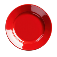 Empty red plate on a white background suitable for various culinary uses and presentations, empty red plateisolated on white background png