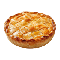 Delicious golden pie with a flaky crust on a Transparent background ready to be served, pie with a crust on a background png