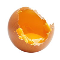 Broken raw chicken egg with bright yolk and shell fragments on a Transparent background, Golden brown fried chicken isolated on background png