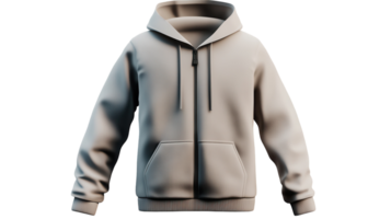 Neutral-colored zip-up hoodie displayed with a transparent background for apparel design or marketing use. png