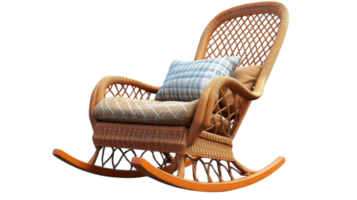 Comfortable rocking chair with plaid cushion placed on an isolated background for versatile design options. png