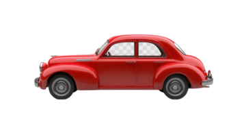 A classic red sedan showcasing vintage design against a transparent background, perfect for automotive enthusiasts and collectors. png