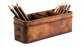 Stylish Leather Pencil Holder with Multi-Compartment Design for Organizing Office Supplies and Increasing Productivity. png
