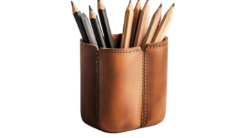 Elegant Leather Pencil Holder with Multiple Compartments for Organized Storage of Writing Instruments and Office Supplies. png