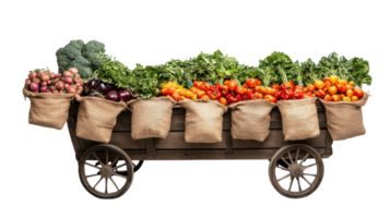 A Vibrant Market Cart Loaded with Fresh Vegetables Perfect for Health-Conscious Consumers and Culinary Enthusiasts. png