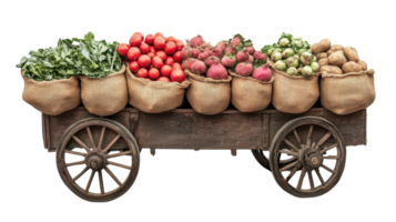 A wagon full of vegetables and fruits png