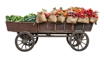 A Vibrant Market Cart Overflowing with Fresh, Organic Vegetables Perfect for Healthy Meal Preparation and Culinary Enthusiasts. png