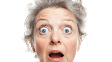 Expressive Image of a Mature Woman with a Look of Disbelief Captured in Natural Light for Use in Emotional or Dramatic Themes. png