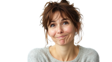 Captivating Portrait of a Middle Aged Woman Displaying a Series of Emotions that Reflect Inner Strength and Resilience in Everyday Life. png