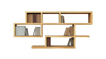 A Minimalistic Bookshelf Perfect for Modern Interior Design and Home Decor, Showcasing an Elegant Display of Books and Decorative Items. png
