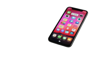 A modern mobile phone displaying various applications on its screen, perfect for illustrating technology, communication, and productivity concepts in marketing materials or presentations.. png