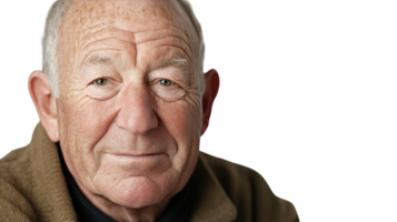 A Close-Up Portrait of a Senior Man Displaying a Look of Contentment and Peace That's Perfect for Promoting Senior Wellness and Happiness. png