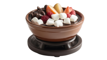Indulge in a Rich Chocolate Fondue Experience Perfect for Parties and Gatherings with Fresh Juicy Fruits for Dipping. png