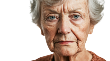 A Senior Woman with a Stern Serious Expression for Use in Articles and Campaigns Focusing on Wisdom, Experience, and Authority in Various Contexts. png