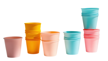 Colorful Plastic Cups Ideal for Festive Parties and Celebrations, Perfect for Serving Drinks with Style and Fun. png