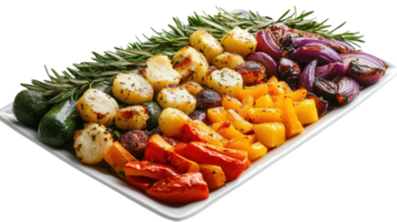 A Beautifully Arranged Serving of Roasted Vegetables Perfect for Health-Conscious Meals and Colorful Platters. png