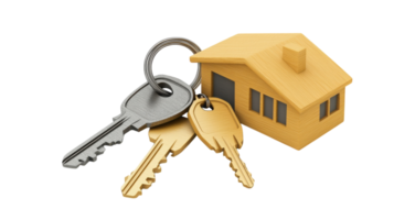 A Detailed Close-Up of a Set of Keys on a Keychain Featuring a House Key, Ideal for Real Estate, Home Security, and Lifestyle Visuals. png