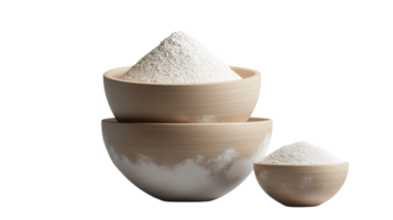 A Charming Set of Nesting Bowls Perfect for Baking and Serving with Flour Spread For Culinary Enthusiasts. png