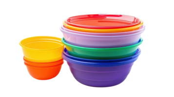 Versatile Set of Plastic Nesting Bowls in Various Sizes Perfect for Food Preparation, Serving, and Storage. png
