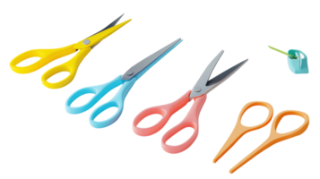 A Beautiful Arrangement of Scissors and a Paperclip on a White Background for Office Supplies and Stationery Design Projects. png