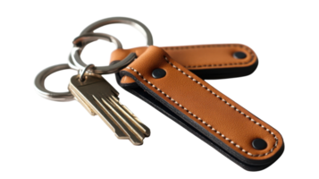 A Stylish Set of Two Minimalist Leather Keychains Perfect for Organizing Your Keys and Adding a Touch of Elegance to Your Everyday Accessories. png