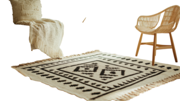 A Simple Woven Rug with Geometric Patterns Perfect for Adding a Touch of Elegance to Home Interiors and Enhancing Cozy Spaces with Its Unique Design. png