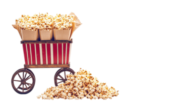A cart full of popcorn on a black background png