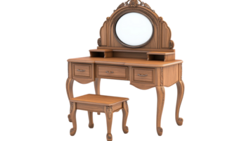 A dressing table with a mirror and stool png