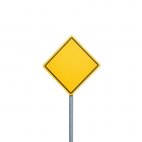 A blank yellow warning sign isolated on a dark background, ideal for caution visuals. png