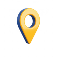 3D yellow location pin icon for navigation and mapping applications. png